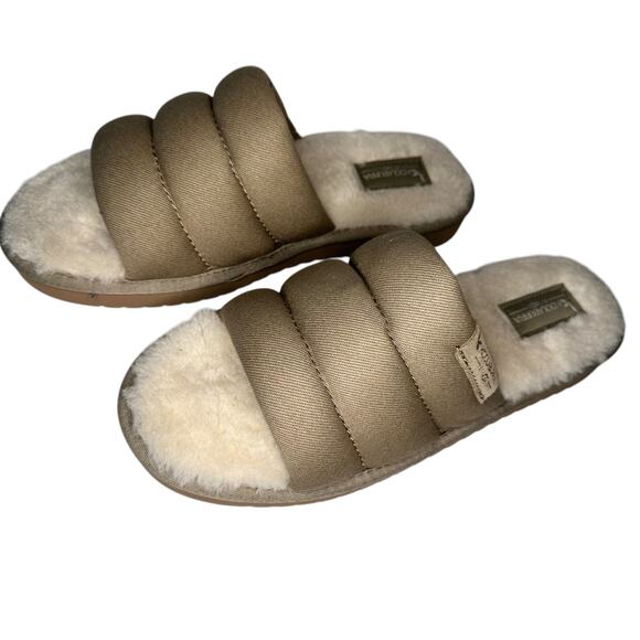 KOOLABURRA by UGG Rommie Mens Slippers Dune Size 9 Slides Fuzzy Comfy Shoes New - Picture 11 of 14